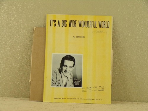 It's a Big Wide Wonderful World Perry Como 1940 Sheet Music Piano Guitar Vocal