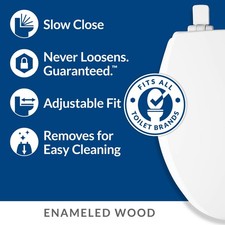 Mayfair Slow Close Elongated White Molded Wood Toilet Seat