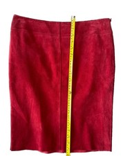Express Women's Red Suede Leather Mini Skirt Size 7/8 Vintage Y2K Pencil Lined