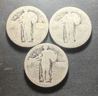 (3) 90% Silver Dateless Standing Liberty Quarters--Starts Well Below Melt