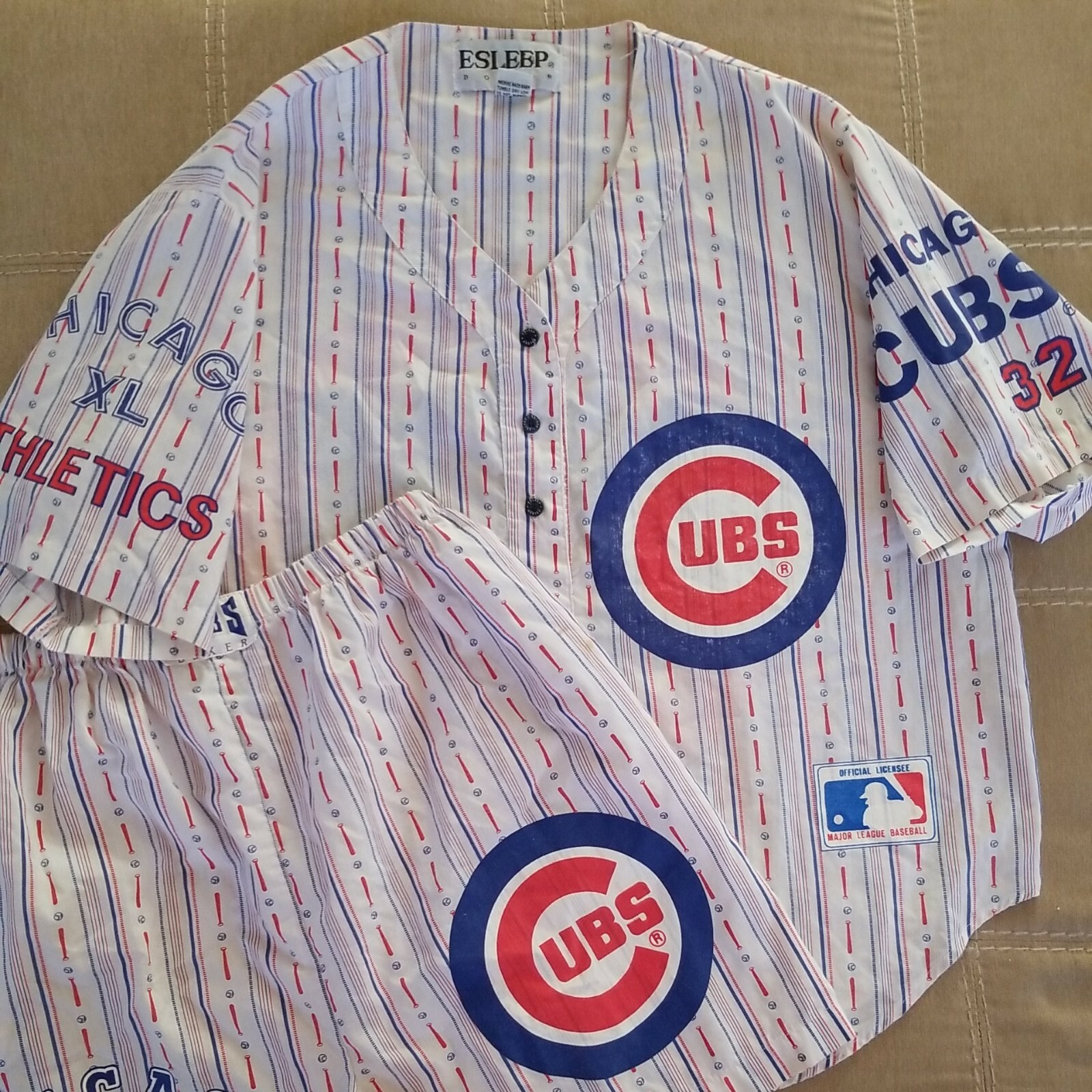 Vintage Chicago Cubs 32 Esleep Boxer Pajama Set size M Medium eBay
