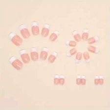 24pcs Minimalist White French Tip Press-On Nails - Glossy Square False Nails