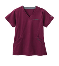 Bio 19021 Womens Stretch Angle V-Neck Scrub Top. Maroon Size XL