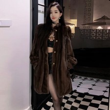 Cappotto visone finto donna 2024 nuovo invernale pelliccia visone lungo giacca retrò pelliccia cappotti