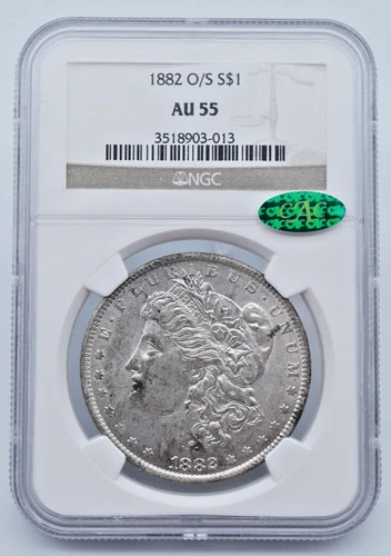 1882 O/S Morgan Silver Dollar NGC & CAC AU 55  - C1917