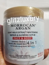 Morrocan argan Goat milk whitening repair and glowing scrub face & body x 1👌