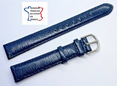 Bracelet montre ;14mm ; CUIR VERITABLE ; BLEU FONCE surpiqué / 41-2 - Photo 1/3