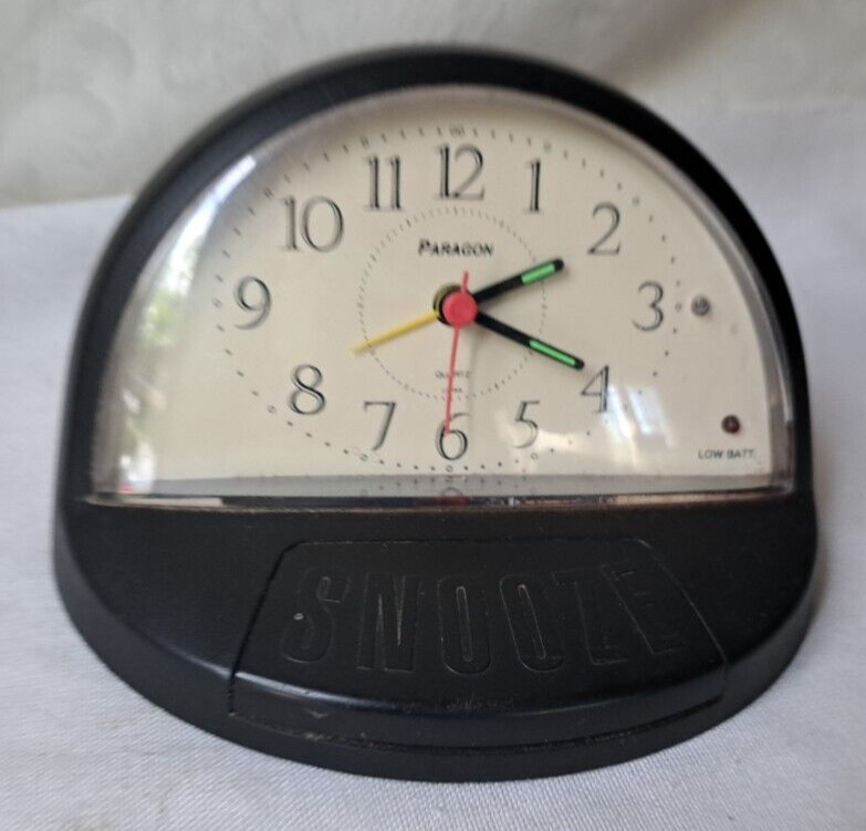 Vintage PARAGON Alarm Clock Snooze button Cool 1970s Era Working Travel Clock