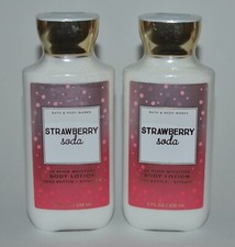 LOT OF 2 BATH BODY WORKS STRAWBERRY SODA LOTION CREAM SHEA BUTTER 8OZ 24 HR
