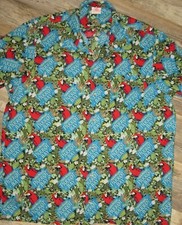MENS L TROPICAL SHIRT PARROT BAY SHORTSLEEVE MADE IN USA VG CAPTAIN MORGAN RUM