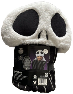 The Nightmare Before Christmas Hooded Blanket 30'' x 50'' Kids Soft Plush (Age 3+)