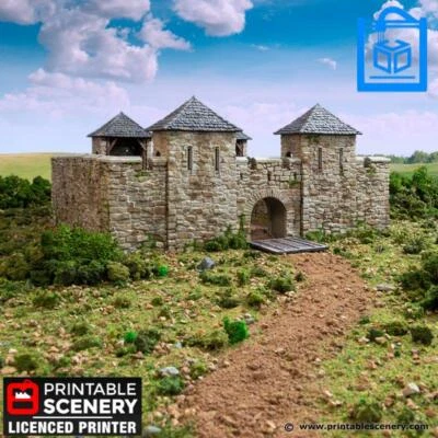 Norman Fort/Castle Walls Tabletop Terrain 3D Print 10/15/20/28/32/54MM