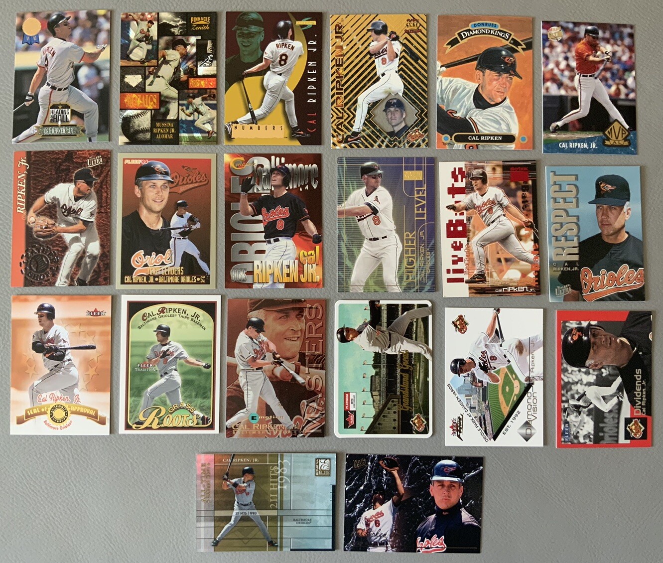 Cal Ripken Jr Base CAL RIPKEN JR. MIXED INSERT/BASE CARD LOT (20) DIFFERENT HIGH BV EX TO ...