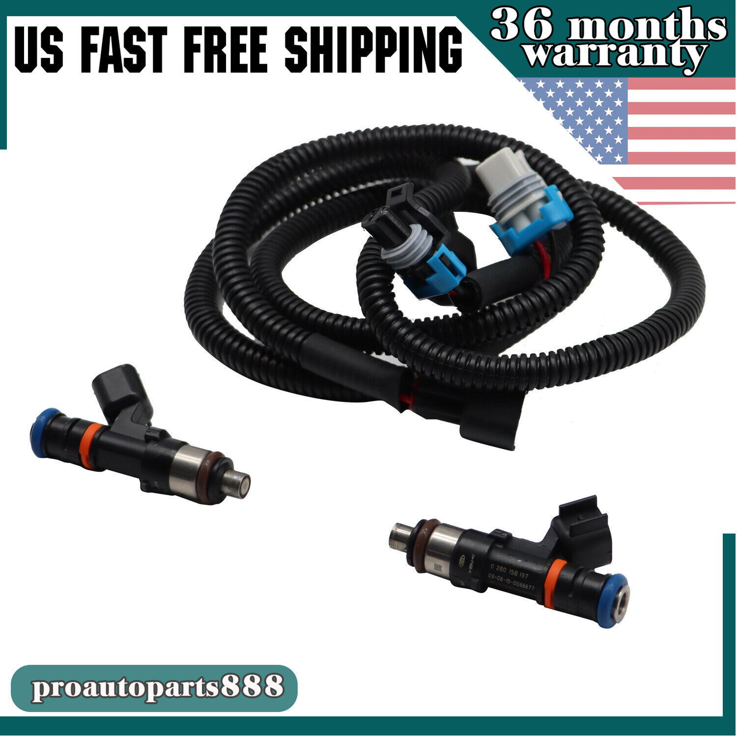 1204318 Fuel Injector Replacement Fuel Injectors &amp; Harness Pair For Polaris RZR Ranger Crew XP 800 (2011-2014) - Replacement Set 1204318, 1204319 Polaris Ranger XP 800 Injectors