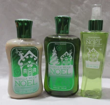 Bath & Body Works Shower Gel Body Lotion Fragrance Mist Lot 3 VANILLA BEAN NOEL