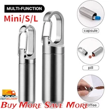 Waterproof Pill Container Keychain Holder Bottle Container Keepsake Box Tool US