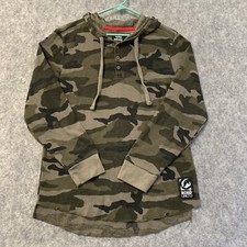 Ecko Unltd Hooded Thermal Pullover Mens M Green Camo