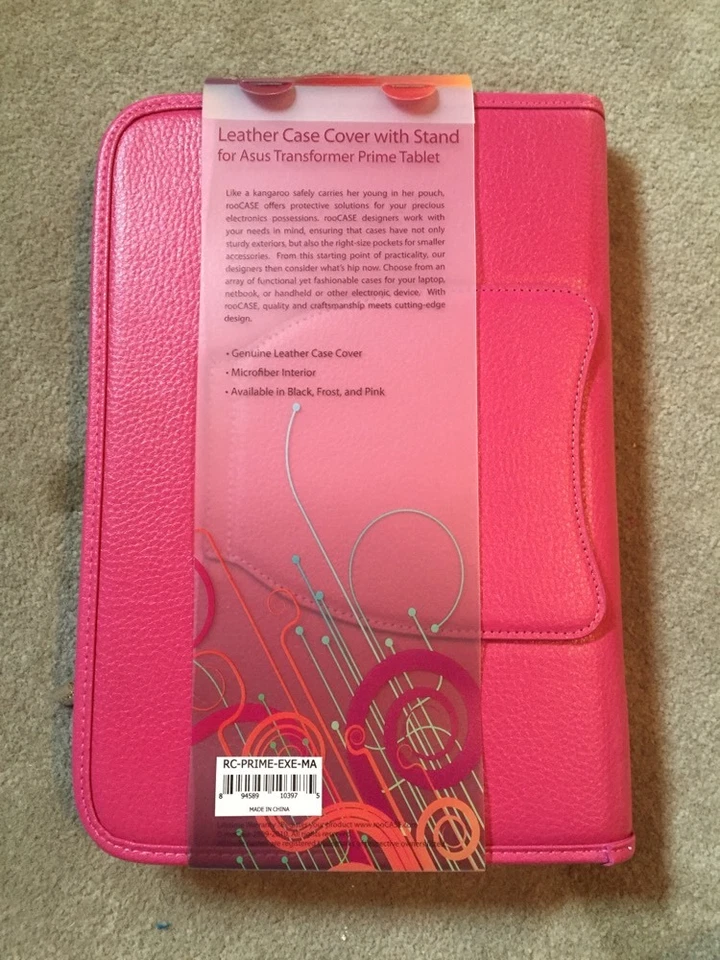 rooCASE FUNDA DE CUERO Y SOPORTE PARA TABLET ASUS TRANSFORMER PRIME **ROSA" Foto 2 de 4