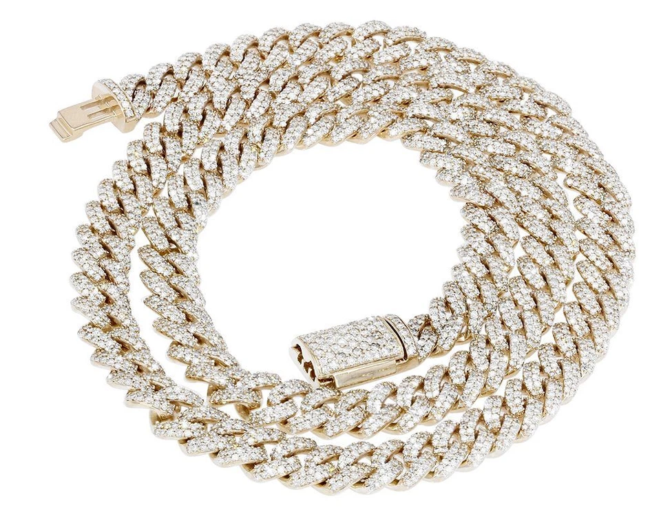 Miami Cuban 9 1/5 CT Real Diamond Chain Necklace Gold 8MM 16"-24" - Image 2 of 4