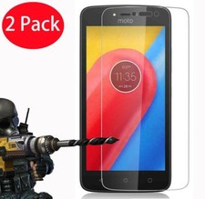 New Pack of 2 Genuine Clear Tempered Glass Screen Protector For Motorola Moto C