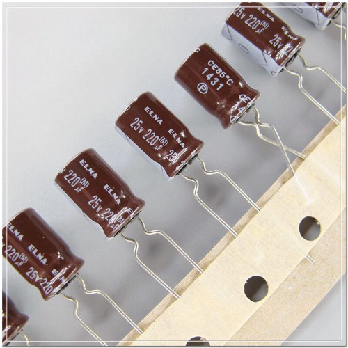 ELNA RA2 Serie 220uF/25V 8x11,5 mm Condensatori elettrolitici audio 25V220uf 85°C - Foto 2 di 3