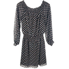 White House Black Market Dress Women Small Black Geometric Mini Flowy Party WHBM