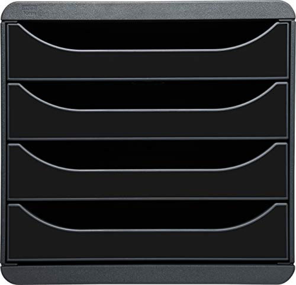 (TG. 34.7 x 27.8 x 26.7) Exacompta 3104214D Cassettiere, Nero/Nero Glossy, 34.7