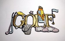 Golf High Quality Iron On Golf Clubs and Golden Golf word Golden Patch Vantage
