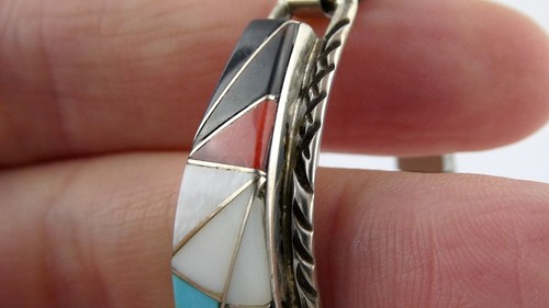 Orologio NA Southwestern W Firmato Argento Sterling Multi Stone Intarsiato NON FUNZIONANTE - Foto 16 di 17