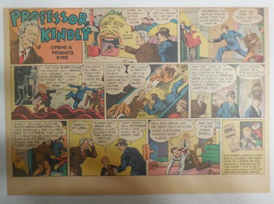 Fletcher's Castoria Ad: Professor Kindly Opens Friends Eyes! 1930's 11 x 15 inch