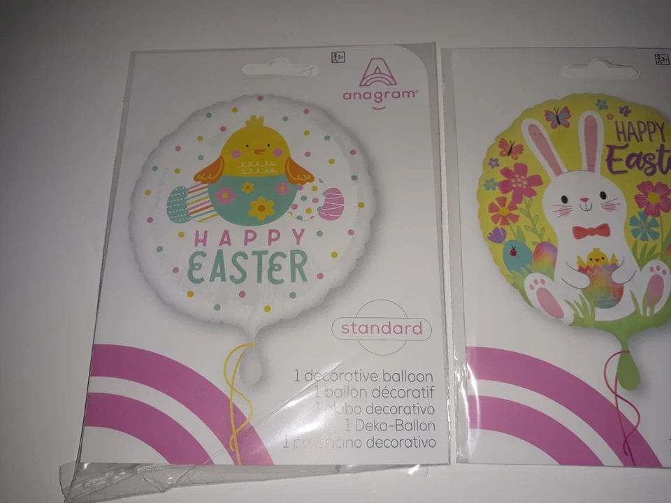 Huevo de Pascua Feliz Mylar Lámina Globo Set de 3 Conejito de Pascua Decoración NUEVO Foto 4 de 4