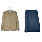 Patchington VTG Skirt Suit Set Gold Button Blazer Career Wear Size 14 USA MADE