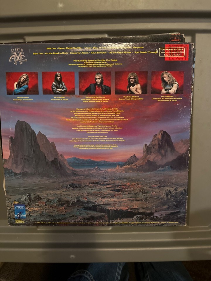 Kick Axe Vices US PRESS LP 1984 GOLDEN PROMO EMBOSSED