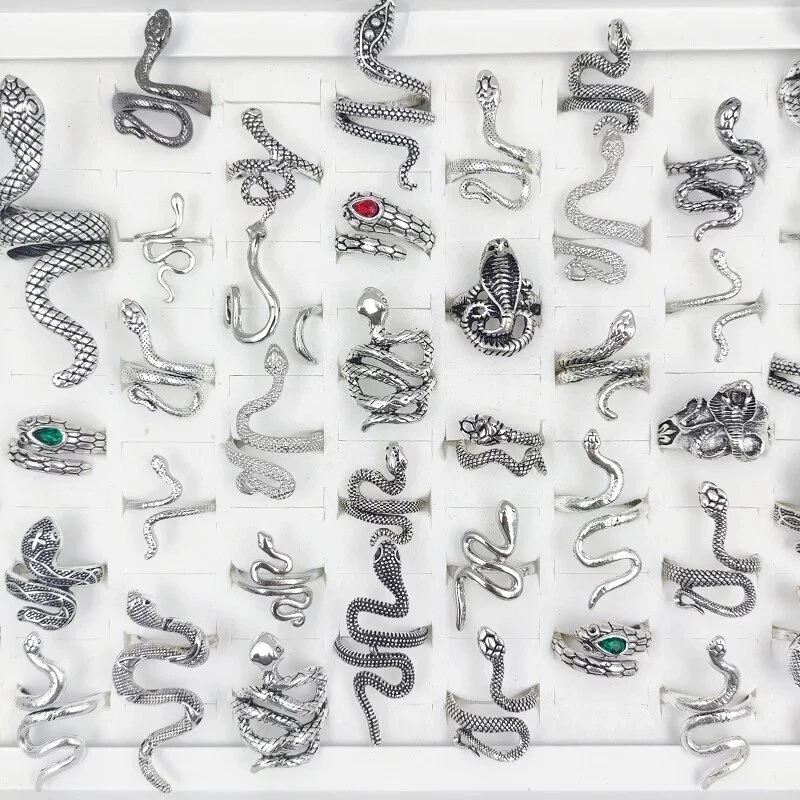 Anillo Serpiente Tamaño Ajustable 100 Piezas/Lote Animal De Colección Gótico Al Por Mayor Punk Astilla Foto 2 de 4