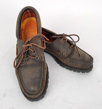 Timberland scarpe barca lacci pelle verde/marrone nr.39 icona paninaro -73B