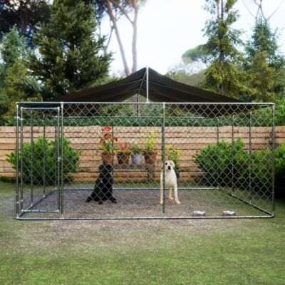 #ad 15x15 Ft Outdoor Metal Spire Roof Dog Kennel Pet Hen Run House Dog Cage $219.99