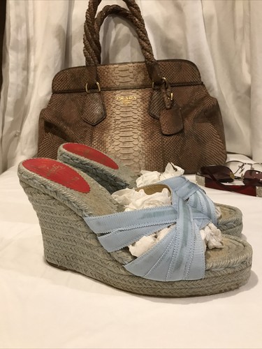 Christian Louboutin baby blue wedge 