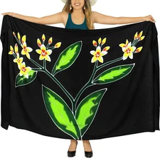 LA LEELA Women's Sarong Swimwear Cover Up Summer Beach Wrap 78"x43" Black_O597
