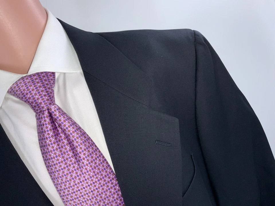 Blazer Louis Feraud Paris 42R Lana Negra 2B Sin Ventilación Hecho en Italia YGI F2-210 Foto 3 de 4