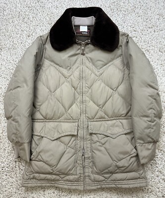 Vtg 70s Walls Blizzard Pruf Goose Down Diamond Quilted Western Jacket USA M 