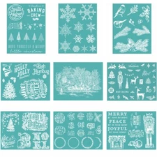 Christmas Snowmen DIY Silkscreen Stencil Reusable Self-Adhesive Mesh Stencils