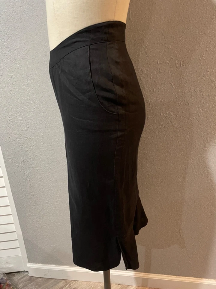 Karl Lagerfeld Vintage made in France Black Linen Skirt Suit size 36 - Image 4 of 4