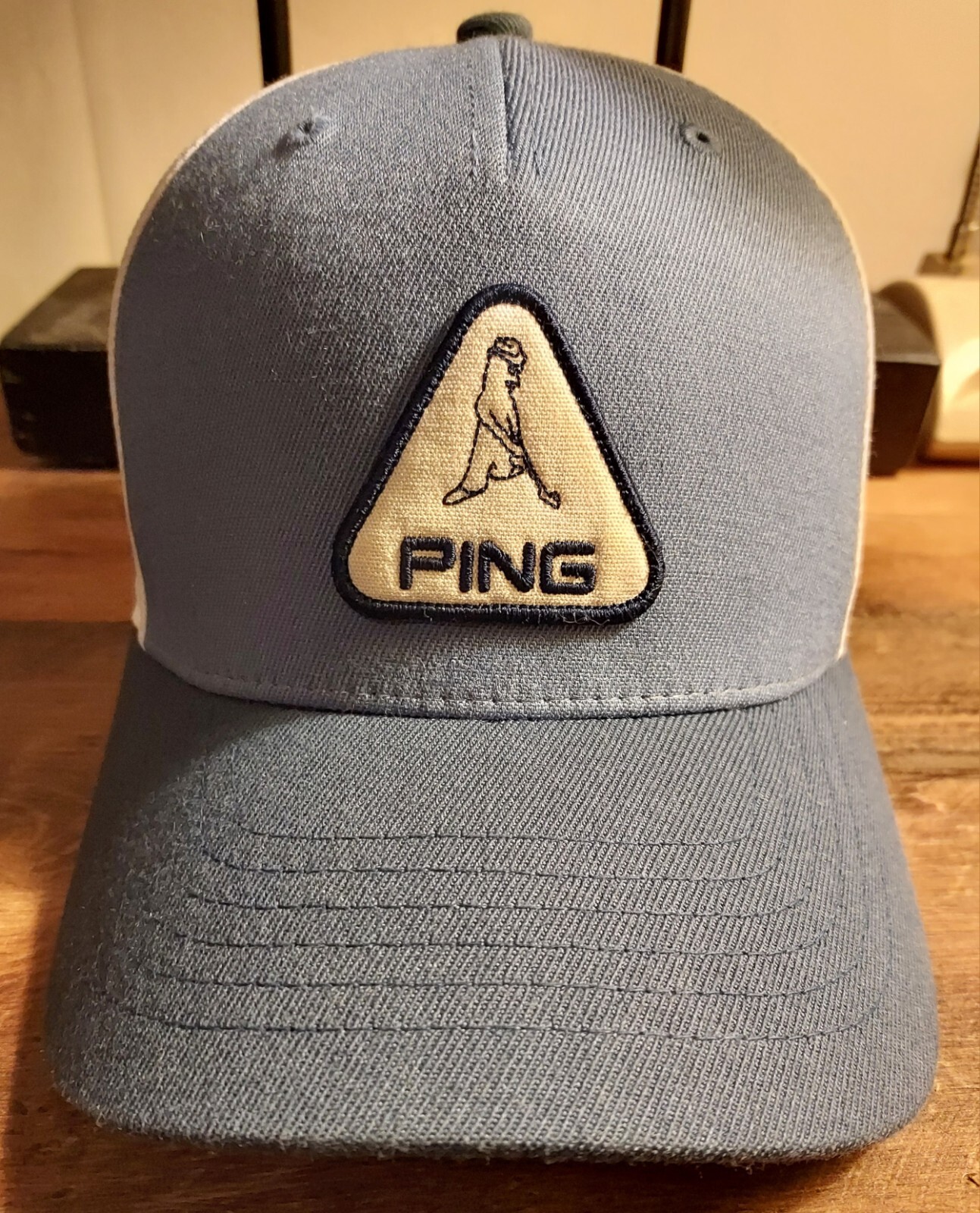 PING Golf Hat Pingman Patch Blue White Baseball Cap Adjustable Snapback