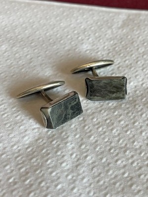 Antique Soviet Silver Cufflinks 875 Assay Value With Agate