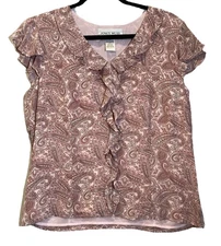 Vintage Jones NY Jones Wear Silk Fairy Top Size 10 Pink Paisley Ruffles Dainty
