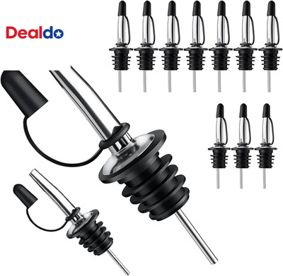 12 Pack Liquor Pour Spout with Dust Caps - Bottle Pourers for Alcohol, Olive Oil