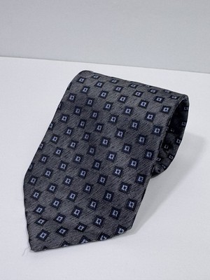 Hugo Boss Silk Neck Tie Grey Blue Geometric Italy 3.5  X 57  Italy Professional