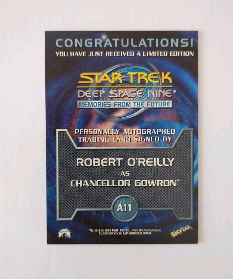 Skybox Star Trek Deep Space Nine Autograph A11 Robert O'Reilly Chancellor Gowron - Image 2 of 2
