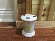 Vintage TOOTHBRUSH HOLDER Cerami yellow tulip Floral BATHROOM