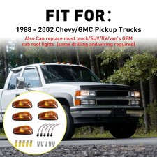 5PCS AMBER LED CAB ROOF MARKER RUNNING LIGHTS FOR 88-02 CHEVY GMC PICKUP TRUCKS